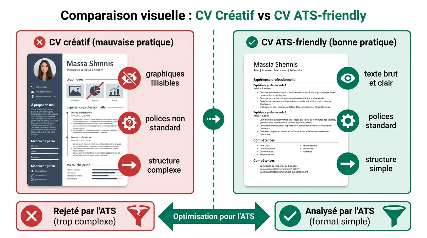 Comparaison visuelle : CV Créatif vs CV ATS-friendly