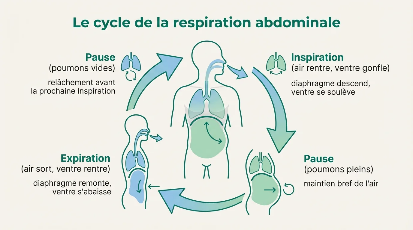 Le cycle de la respiration abdominale