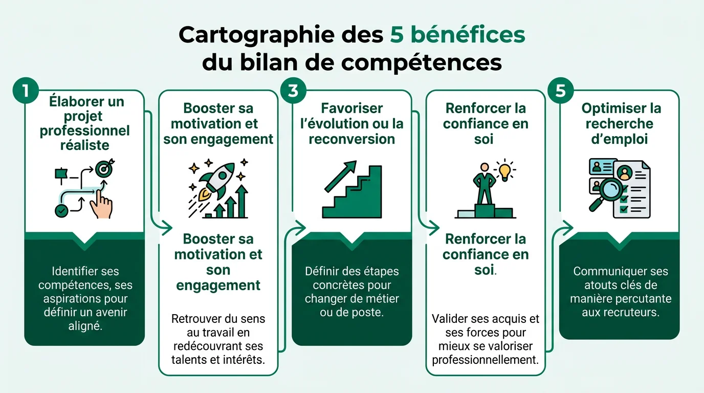 Cartographie des 5 bénéfices du bilan de compétences