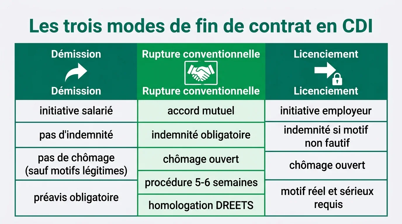 Démission, rupture conventionnelle, licenciement