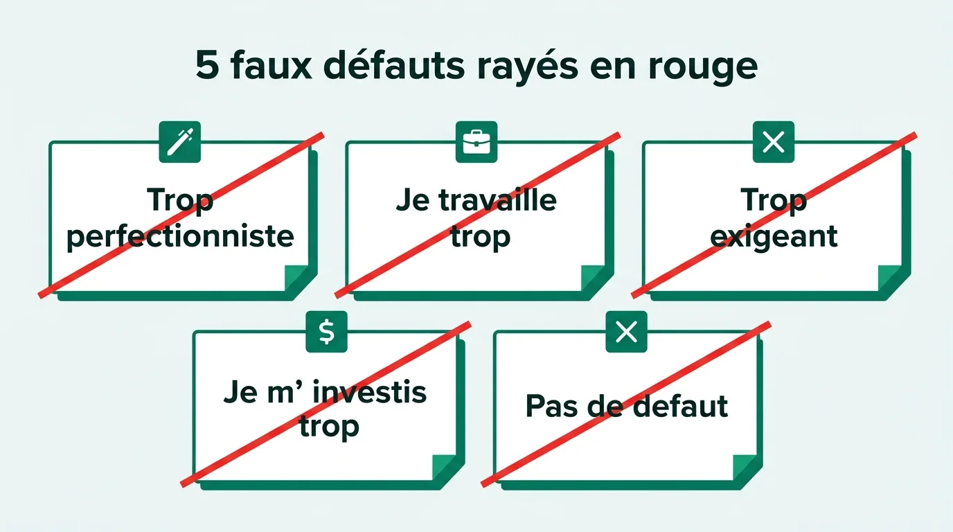 5 faux défauts rayés en rouge