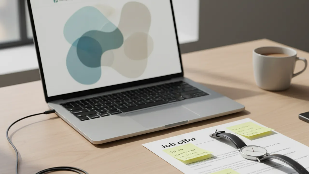 Bureau de recherche d'entreprise avec laptop et notes