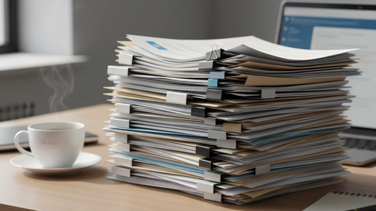 Pile de candidatures stage sur un bureau de recruteur