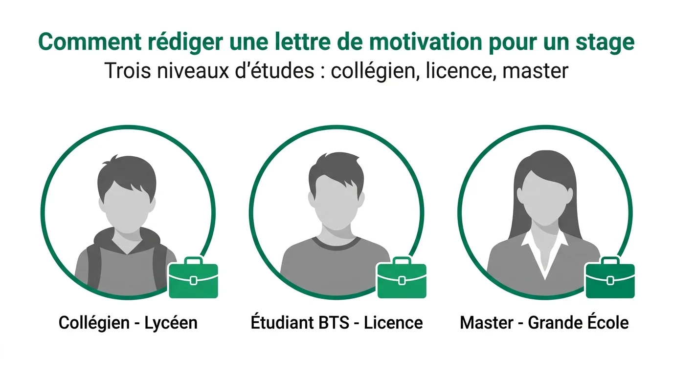 Trois niveaux d'études : collegien, licence, master