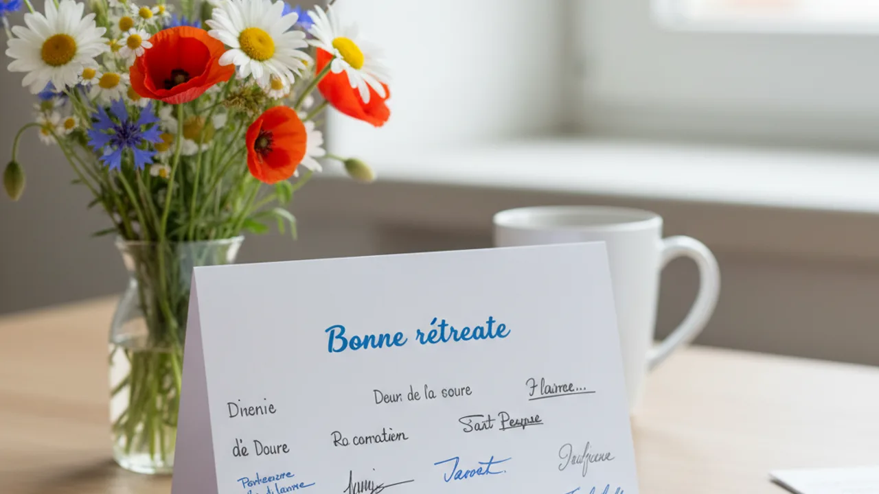 Carte collective de départ retraite signée par les collègues