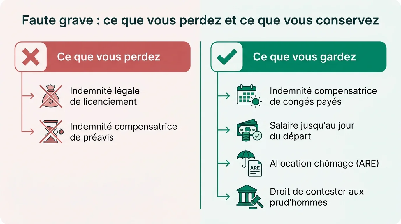 Faute grave : ce que vous perdez et ce que vous conservez