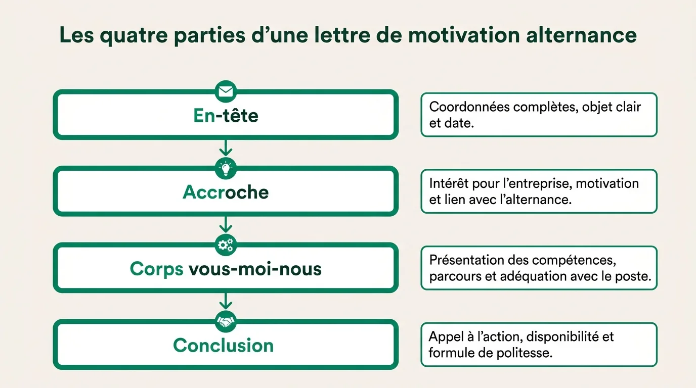 Les quatre parties d'une lettre de motivation alternance