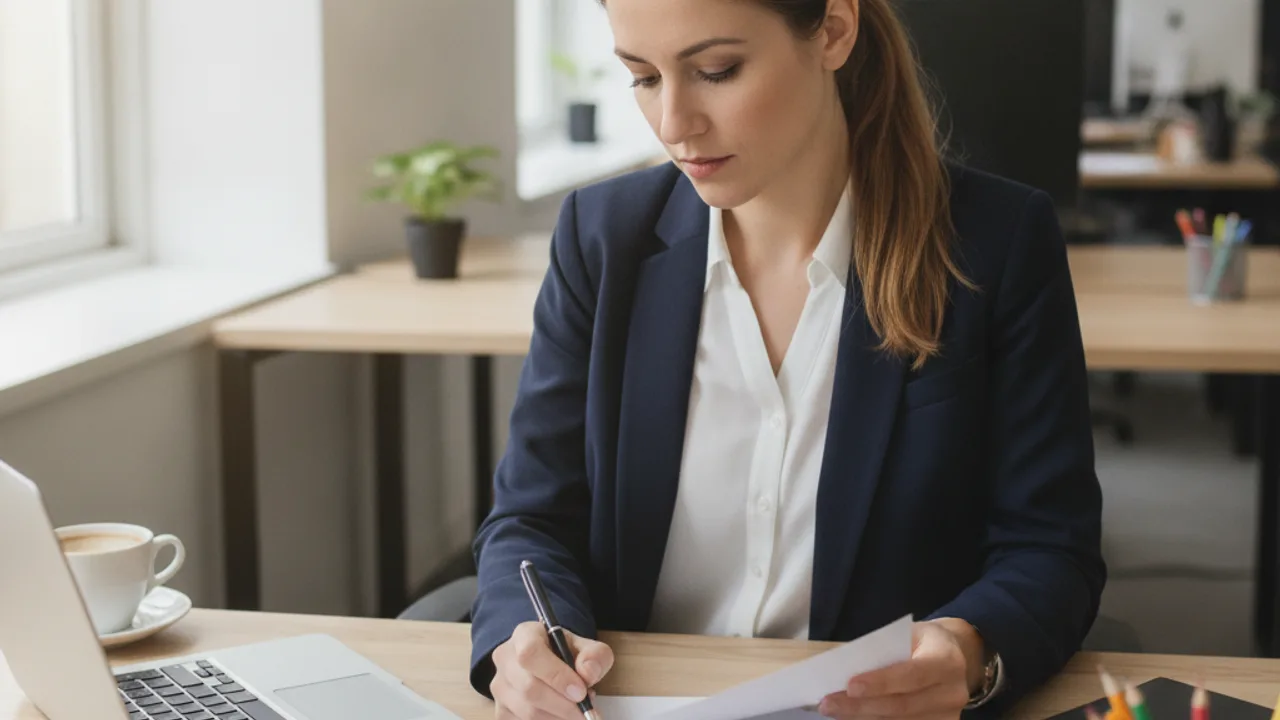 Salariée relisant son contrat CDD avant une rupture anticipée