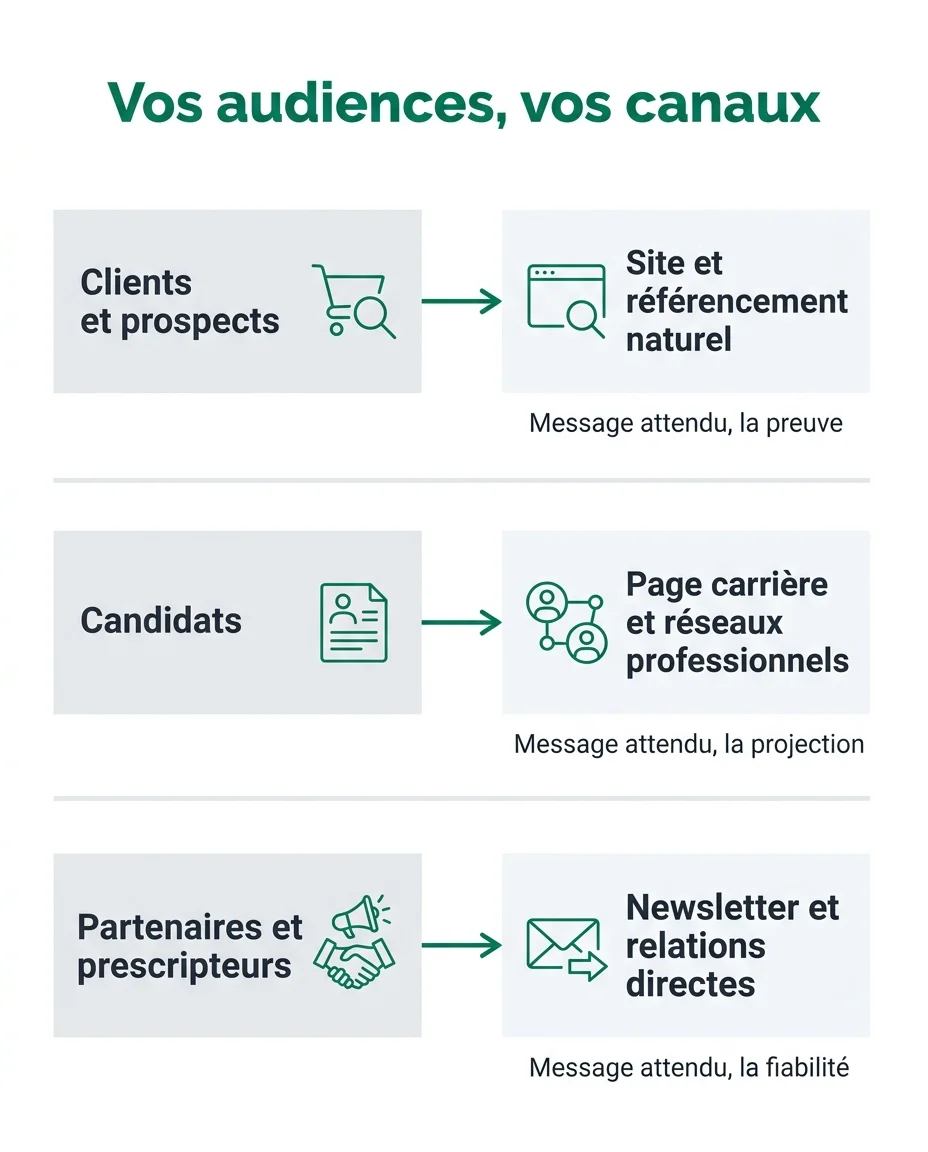 Cartographie des audiences d'une entreprise et des canaux correspondants